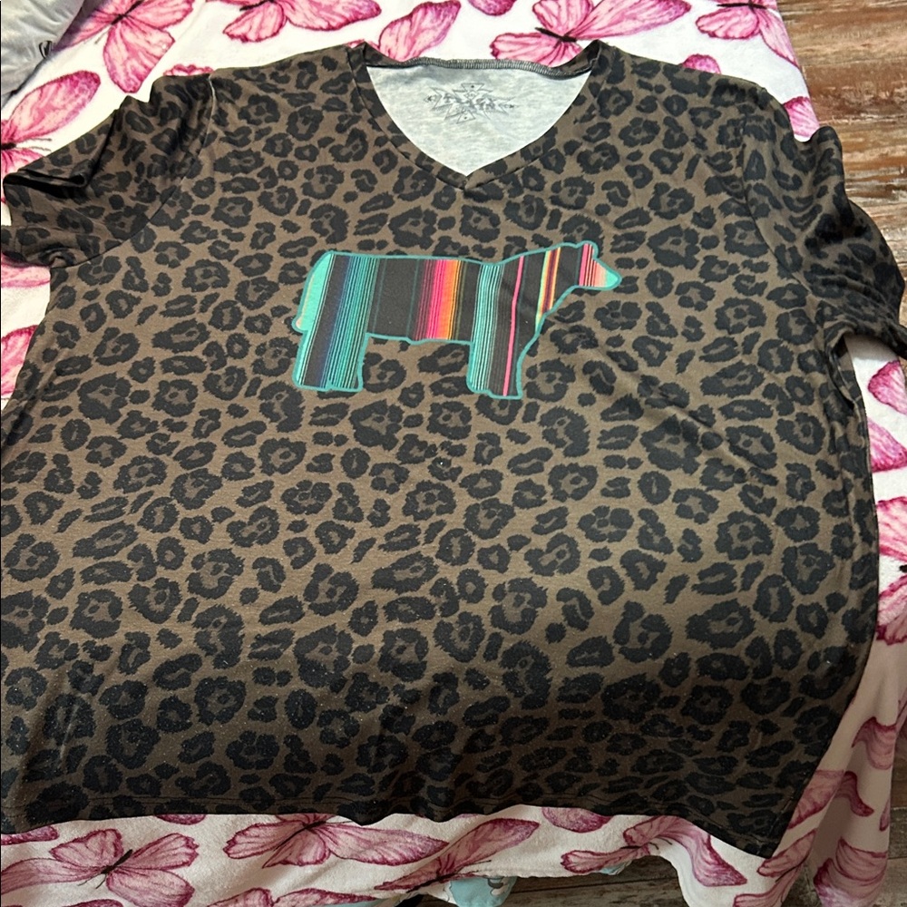 Crazy Train Leopard Print 3X Women’s with Striped cow